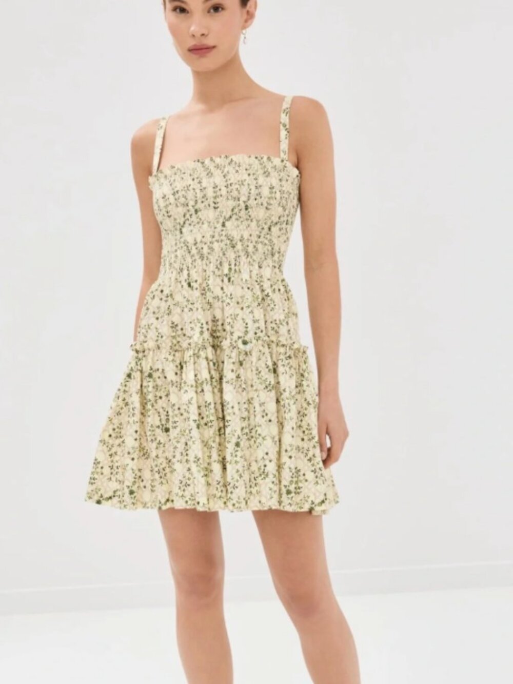Hill House Home Seraphina Mini Nap Dress in yellow basketweave vine Sz L